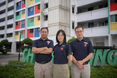 Pasukan Titik Merah Bersatu (RDU) yang dijangka bertanding dalam GE2025 di GRC Nee Soon, (dari kiri) Dr Syed Alwi Ahmad, Cik Sharon Lin dan Encik Pang Heng Chuan. 