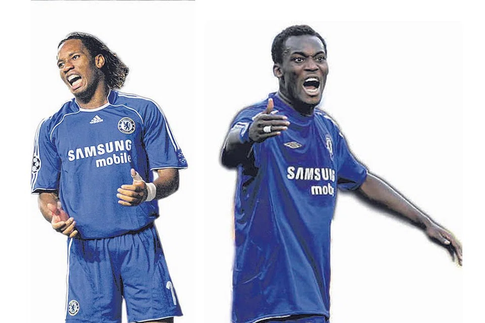 DIDIER DROGBA (Ivory Coast) (kiri) dan MICHAEL ESSIEN (Ghana)(kanan)