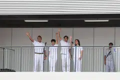 Pasukan Parti Tindakan Rakyat (PAP) untuk GRC Pasir Ris-Changi dianggotai (dari kiri) Encik Sharael Taha, Cik Indranee Rajah, Encik Desmond Tan, dan Cik Valerie Lee.