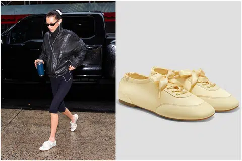 Supermodel, Bella Hadid, mengenakan ‘Sneakerina Cristina’ ($217) daripada Vivaia.
