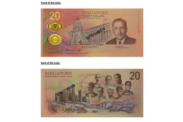 DIKELUARKAN LAGI: Orang ramai boleh memohon untuk mendapatkan wang kertas $20 bagi memperingati 200 tahun Singapura secara dalam talian sehingga 13 Oktober ini. - Foto MAS