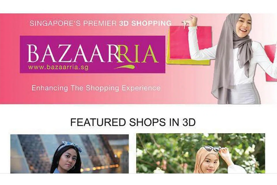 BAZARRIA: Bazar ini diusahakan bersama Vizzio Technologies InfoFabrica Holdings, Mi Planets dengan Dewan Perniagaan dan Perusahaan Melayu Singapura (DPPMS)Tarikan utama BazaarRia ialah keupayaannya menawarkan gerai dalam 3D (tiga dimensi. - Foto BAZAARRIA 