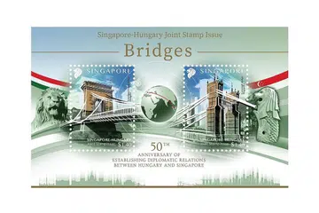 KELUARAN ISTIMEWA: Singapore Post Limited (SingPost), dan Magyar Posta (Hungarian Post) mengeluarkan set setem khas untuk memperingati ulang tahun ke-50 hubungan diplomatik antara Singapura dan Hungary - Foto SINGPOST