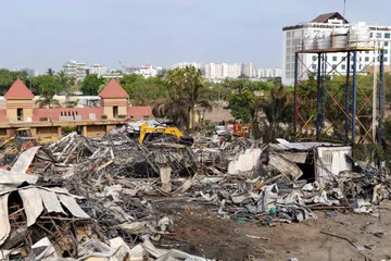 Beginilah keadaan tapak taman hiburan di Rajkot,  Gujerat India pada 26 Mei 2024 sehari selepas kebakaran