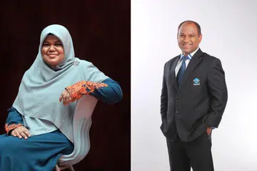 MAJLIS MUIS: Antara muka baru dalam Majlis Ke-19 Muis termasuk Pendaftar Persatuan Mualaf Muslim, Ustazah Kalthom Muhammad Isa (kiri) dan Ketua Pegawai Eksekutif PropNex Limited,  Encik Mohamed Ismail Abdul Gafoor. 