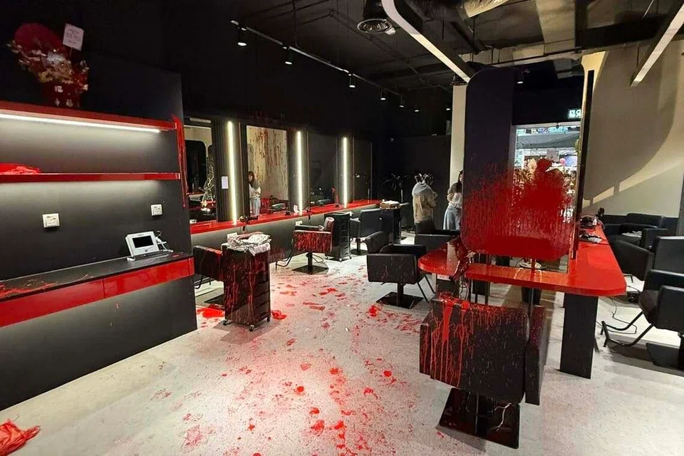 Dua lelaki bertopeng menyimbah cat ke dalam salon yang menjejas10 pelanggan dan kakitangan.