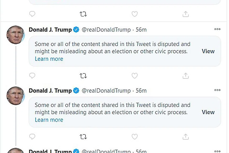 HADAPI TINDAKAN TEGAS: Twitter bukan hanya menggantung akaun Encik Trump tetapi mengancam akan mengekalkan larangan itu setelah beliau didapati melanggar peraturan wadah komunikasi berkenaan dengan berkali-kali membuat dakwaan palsu bahawa pelantikan presiden baharu adalah hasil penipuan pilihan raya. - Foto AFP 