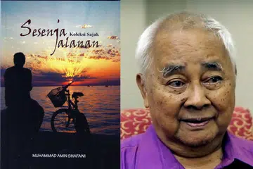 SEMPAT BERKARYA: Sesuai dengan judulnya, 'Sesenja Jalanan', buku sajak guru pesara Muhammad Amin Shafawi (gambar kanan) wajar menggerakkan golongan guru agar berkarya. - Foto-foto ihsan MUHAMMAD AMIN SHAFAWI