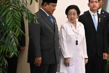 Naib Presiden Gibran Rakabuming Raka, Presiden Prabowo Subianto, Ketua Parti Demokrasi Indonesia Perjuangan (PDI-P), Cik Megawati Sukarnoputri 