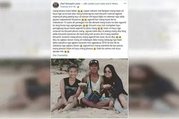 TERKEJUT: Encik Jhef Umoquit Leste berkata pemergian ibunya, Cik Abigail Danao Leste, mengejutkan keluarganya.