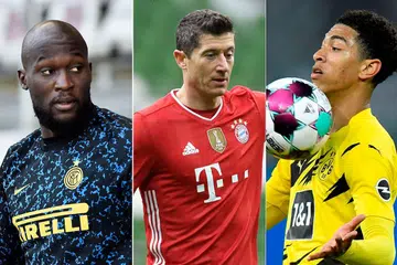 PENAMPILAN TERJEJAS: (Dari kiri) Pemain Inter Milan Romelu Lukaku tidak akan mewakili Belgium dalam perlawanan menentang Ireland Utara. Penyerang Bayern Munich asal Poland, Robert Lewandowski, belum tentu disertakan dalam perlawanan kelayakan Piala Dunia akan datang. Pemain Borrusia Dortmund, Jude Bellingham, pula mungkin tidak dibenarkan menyertai pasukan England. - Foto-foto REUTERS, AFP