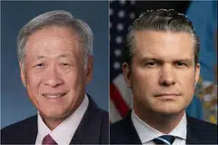 Menteri Pertahanan, Dr Ng Eng Hen (kiri), bercakap dengan Setiausaha Pertahanan Amerika Syarikat, Encik Pete Hegseth, melalui panggilan telefon pada 5 Februari.