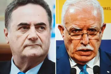 PELAN DAMAI: Menteri Luar Israel, Encik Israel Katz (kiri), dan Menteri Luar Palestin Palestin, Encik Riyad al-Maliki, dijangka mengadakan pertemuan dengan rakan sejawat dari Kesatuan Eropah (EU).