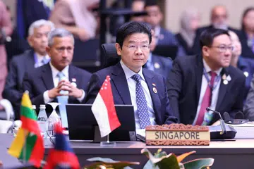 Perdana Menteri, Encik Lawrence Wong, di Sidang Puncak Asean ke-46 di Pusat Konvensyen Kuala Lumpur (KLCC) di Malaysia pada 26 Mei.