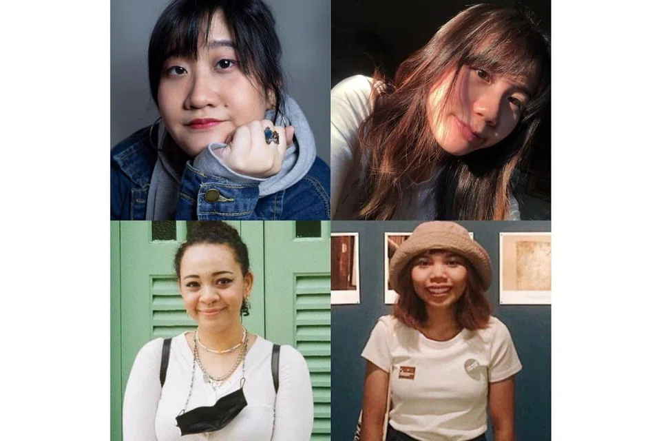 PENGALAMAN BERMAKNA: Empat mahasiswa jurusan pengurusan seni (dari atas, kiri mengikut putaran jam), Nur Ashikin, Nur Iffah Shairah, Nur Shafinah dan Dina, banyak belajar erti kesabaran dan ketangkasan dalam menganjurkan Pesta Muzik Rok dan Indie dalam tempoh pandemik. - Foto MAKTAB SENI LASALLE