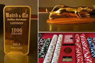 Antara barangan yang disita termasuk 84 beg mewah bernilai kira-kira RM3 juta; 11 unit jam tangan berjenama berjumlah kira-kira RM1 juta; serta jongkong, syiling dan patung emas bernilai kira-kira RM3 juta.