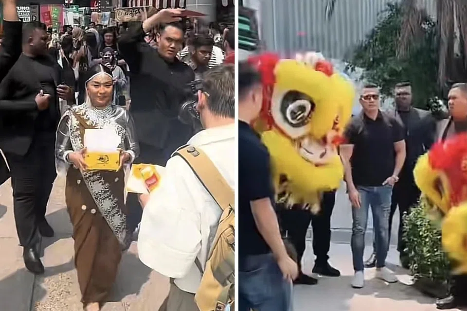 RIUH: Nabila Huda (kiri) dan Aaron Aziz (kanan) tampil semasa acara pembukaan cawangan The Original Vadai di Bukit Bintang, Kuala Lumpur.