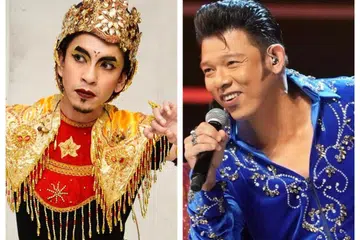 DUA JUARA KONSISTEN: Hetty Koes Endang memuji semangat Naqiu (kiri) yang suka bercerita dalam lagu serta Hady Mirza yang kaya vokal dan daya hiburnya.