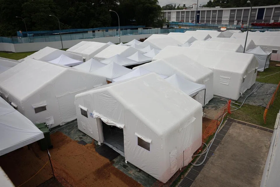 Pangkalan operasi Pasukan Perubatan Kecemasan Singapura (SGEMT) semasa perasmian SGEMT di Pusat Taktikal Home Team pada 12 September.