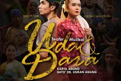 Poster ‘Teater Muzikal Uda & Dara – Karya Agung Dato’ Dr Usman Awang’, anjuran Jabatan Kebudayaan dan Kesenian Negara (JKKN) Malaysia berlangsung pada 25 Disember, di Padang Akasia, Angsana Mall, Johor Bahru.