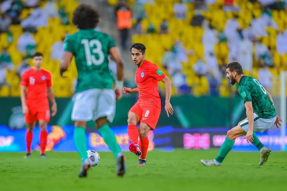 Shahdan Sulaiman semasa mewakili pasukan negara menentang Arab Saudi.