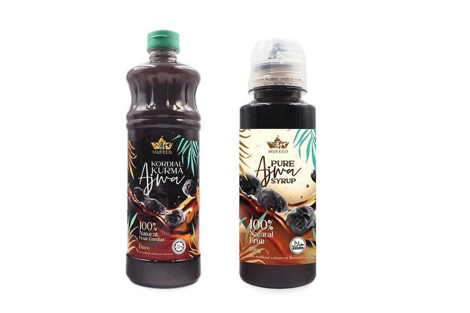 MINUMAN KURMA BARU: Al Barakah menawarkan produk baru dan terkini, Kordial Ajwa dan Sirap Ajwa, yang mengandungi kurma Ajwa tulen yang berasal dari Arab Saudi. - Foto-foto AL BARAKAH.