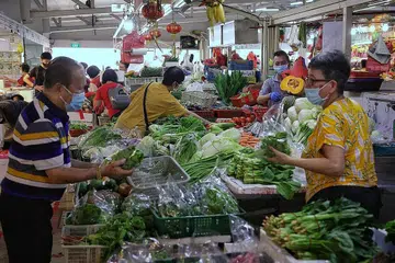 BUKAN LUAR JANGKAAN: Penjual sayur Singapura berkata kenaikan harga sayur bukan di luar jangkaan, sambil menambah sayur berdaun mudah rosak akibat hujan lebat. - Foto BH oleh KEVIN LIM