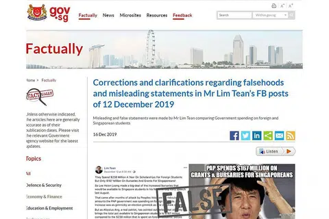 NOTIS PEMBETULAN: Arahan pembetulan yang memerlukan Encik Lim Tean menyiarkan sepenuhnya notis pembetulan di bahagian atas kedua-dua pos Facebook beliau. - Foto LIMTEAN/YOUTUBE, GOV.SG