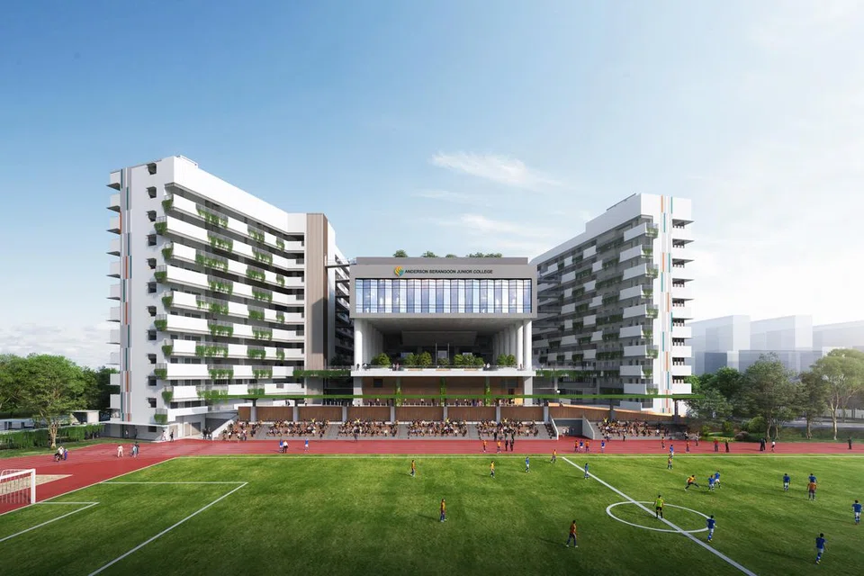 Kampus baru Anderson Serangoon JC terbentuk daripada dua blok pengajaran setinggi 11 tingkat setiap satu dan terletak pada plot sebesar 4.3 hektar.