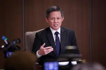 Menteri Pertahanan, Encik Chan Chun Sing, berucap semasa penutup Dialog Shangri-La pada 1 Jun. 