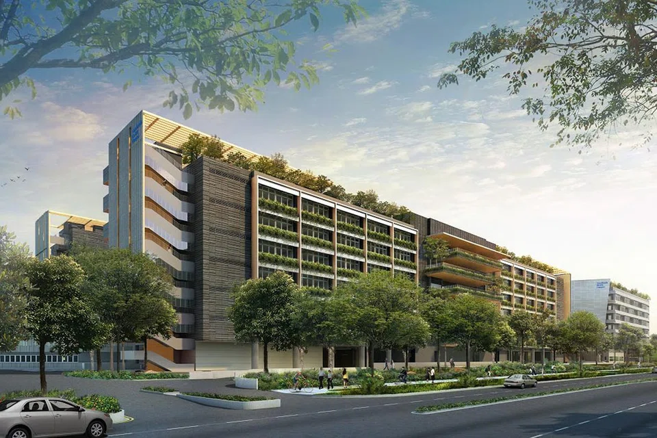 PENYEPADUAN DUA HOSPITAL: Hospital akut yang biasanya memberi tumpuan kepada pesakit yang memerlukan rawatan lebih serius bakal disepadukan di bangunan yang sama dengan hospital masyarakat khusus untuk mereka yang dipindahkan daripada hospital akut dan sedang melalui proses penyembuhan. - Foto WOODLANDs HEALTH CAMPUS