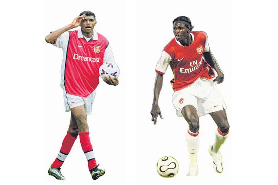 NWANKWO KANU (Nigeria) (kiri) dan EMMANUEL ADEBAYOR (Togo)(kanan)