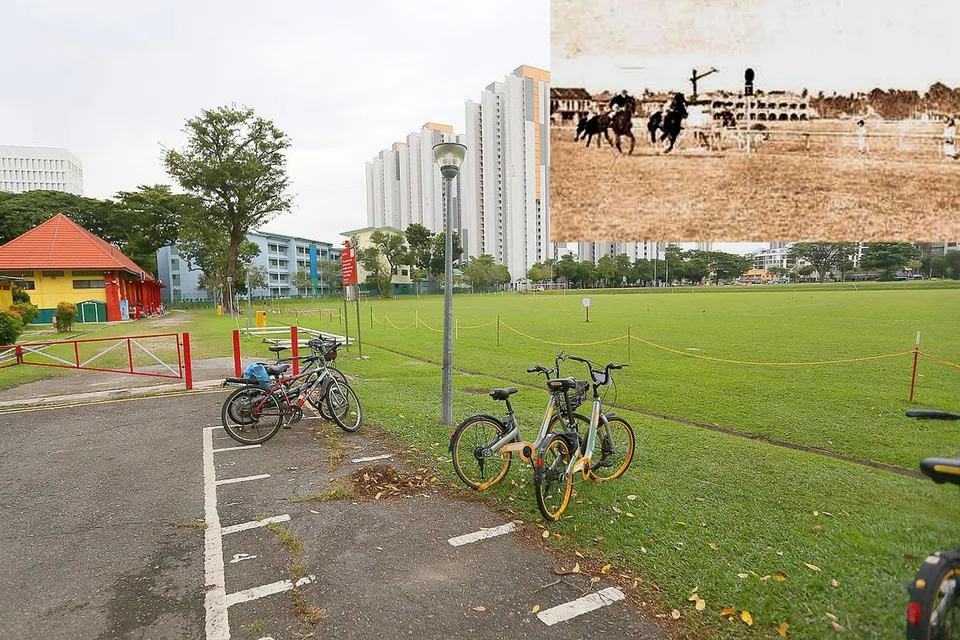 'HAB SUKAN PERTAMA SINGAPURA': Sejak berdekad lalu, padang di Farrer Park pernah menjadi tumpuan sebagai 'hab tidak rasmi' sukan termasuk bola sepak, atletik, hoki dan ragbi di negara ini. Kawasan Farrer Park asalnya sebuah trek perlumbaan kuda yang dibuka pada 1842 (gambar sisipan). - Foto-foto fail