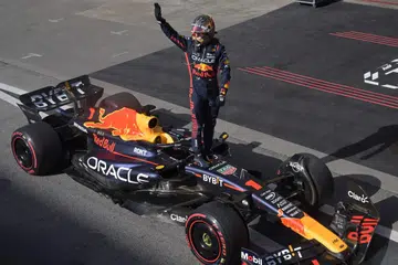 TEMPAT PERTAMA: Pemandu Red Bull Racing, Max Verstappen menyambut kemenangannya di Grand Prix F1 di litar Autodromo Jose Carlos Pace, juga dikenali sebagai Interlagos, di Sao Paulo, Brazil.