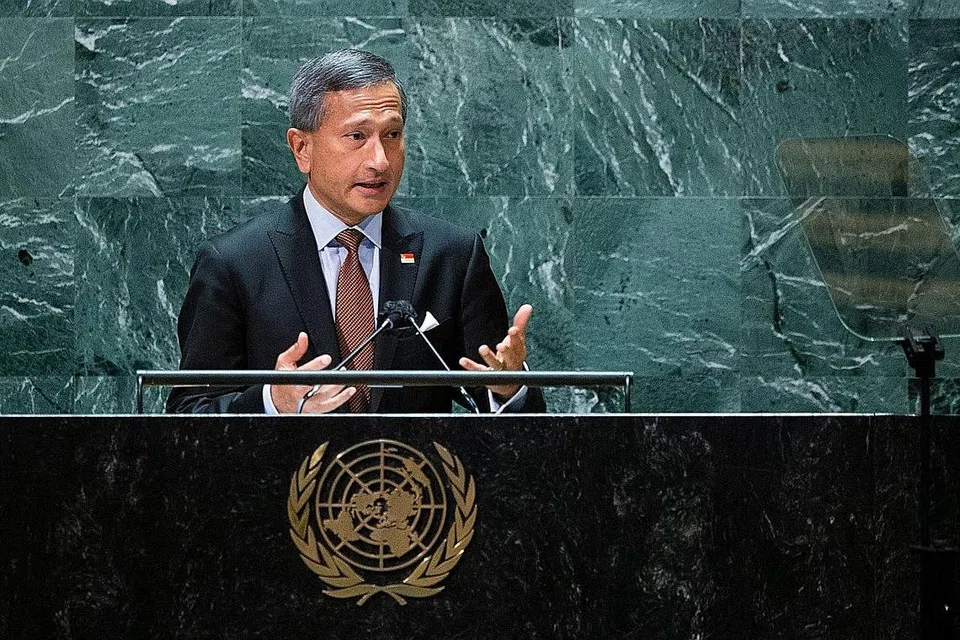 DR BALAKRISHNAN: Revolusi digital dan tiga aspek utama lain, seperti kesihatan awam, perubahan iklim dan lautan, memerlukan perhatian segera masyarakat antarabangsa, kata Dr Balakrishan dalam Perbahasan Umum Perhimpunan Agung Pertubuhan Bangsa-Bangsa Bersatu. - Foto AFP