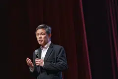Menteri Pendidikan, Encik Chan Chun Sing, menyampaikan ucapan semasa Forum Pemimpin Muda Global Singapura-China pada 6 Februari, di Institut Pendidikan Teknikal (ITE) Kolej Timur. 