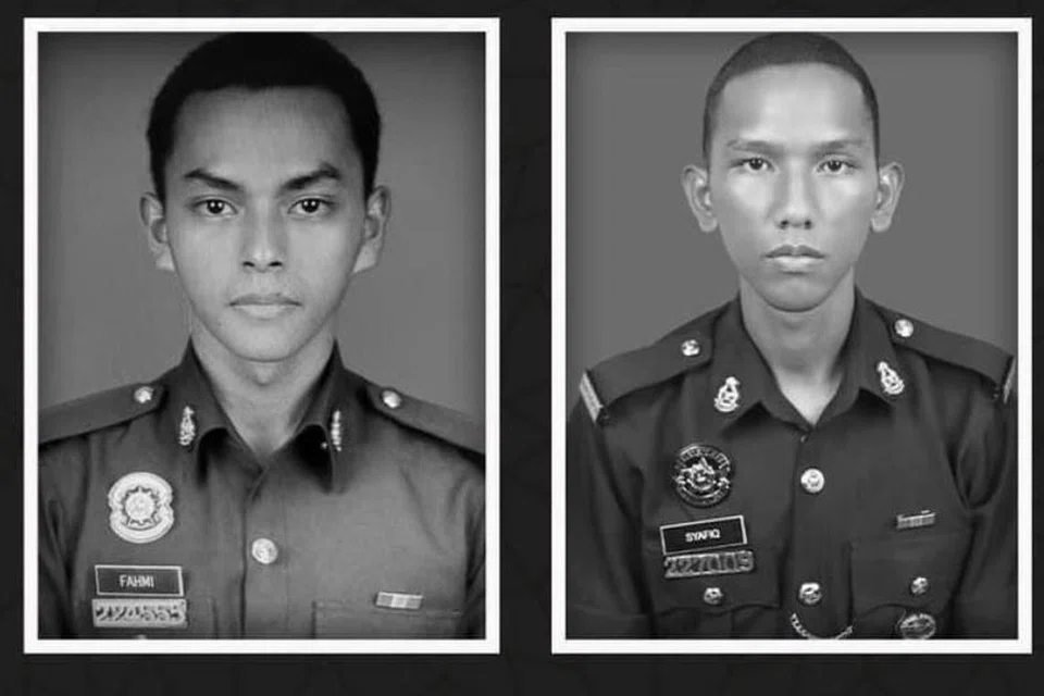 Allahyarham Konstabel Ahmad Azza Fahmi Azhar (kiri) dan Allahyarham Konstabel Muhamad Syafiq Ahmad Said, yang terkorban dalam tragedi serangan berdarah oleh pengganas di Balai Polis Ulu Tiram, Johor, pada 17 Mei 2024 diputuskan sebagai syahid akhirat. 
