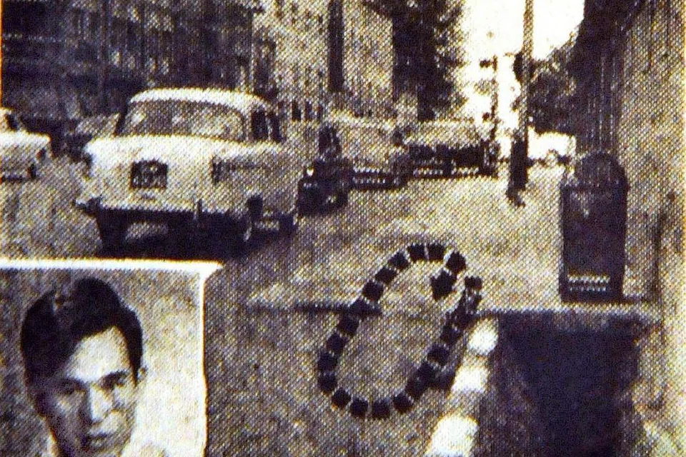TEMPAT KEJADIAN: Kawasan di simpang antara Bras Basah dan North Bridge Road di mana serangan dilakukan oleh samseng bersenjata pada 24 Oktober 1969, menyebabkan kecederaan kepada penyanyi kelab malam, Lim Kai Ho (gambar sisipan) dan kematian Lam Cheng Siew.