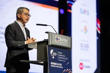 PENGURUSAN RISIKO: Menteri Kebudayaan, Masyarakat dan Belia merangkap Menteri Kedua Undang-Undang, Encik Edwin Tong, berkata badan amal yang sanggup mengambil risiko selalunya mempunyai kedudukan lebih baik untuk menangani isu sosial.