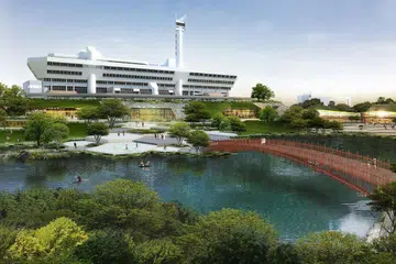 RANCANGAN DITERUSKAN: Lakaran artis bagi Daerah Tasik Jurong. Menteri Pembangunan Negara Encik Lawrence Wong menjelaskan bahawa rancangan bagi Daerah Tasik Jurong tidak akan terjejas oleh keputusan Malaysia bagi projek Kereta Api Berkelajuan Tinggi (HSR). - Foto fail