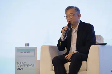 Timbalan Perdana Menteri merangkap Menteri Perdagangan dan Perusahaan, Encik Gan Kim Yong, semasa berucap pada Persidangan Asean 2024 pada 29 Ogos.