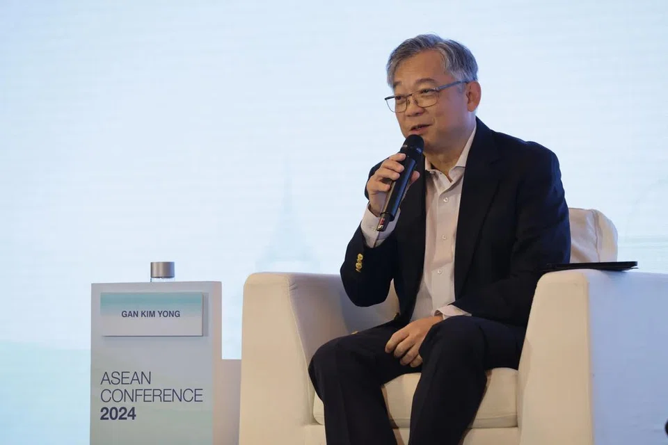 Timbalan Perdana Menteri merangkap Menteri Perdagangan dan Perusahaan, Encik Gan Kim Yong, semasa berucap pada Persidangan Asean 2024 pada 29 Ogos.