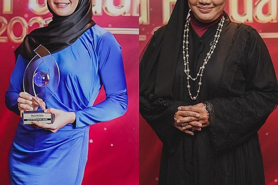 KEMATANGAN DIHARGAI: Di Singapura, watak berat yang memerah emosi pelakon dan membawa kepada kemenangan pada Pesta Perdana diberi kepada pelakon matang, Rosita Hussin (kiri) dan Eka Mairina. Rosita menyerlah sebagai ibu cacat pendengaran manakala Eka menghidupkan watak pembantu rumah yang berkorban tinggalkan anak sendiri di Indonesia demi menjaga anak majikan di Singapura. - Foto BH oleh NUR DIYANA TAHA