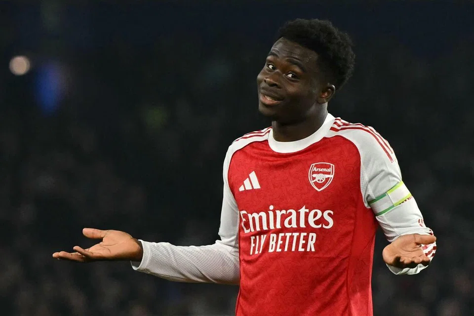 Pemain sayap Arsenal, Bukayo Saka, meraikan gol tunggal perlawanan Liga Perdana England (EPL) mereka menentang Brighton. 