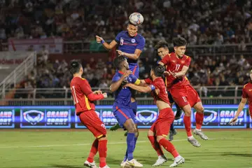 Aksi Singapura menentang Vietnam dalam perlawanan persahabatan di Ho Chi Minh malam ini - Foto FAS 