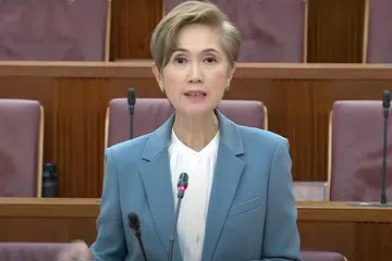 Menteri Penerangan dan Pembangunan Digital, Cik Josephine Teo, semasa perbahasan Rang Undang-undang Pilihan Raya (Integriti Pengiklanan Secara Dalam Talian) (Pindaan) dalam sidang Parlimen pada 15 Oktober.