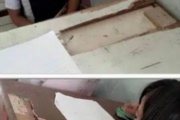 CONTOH: Dr Puad memuat naik gambar di Facebook keadaan meja pelajar di sekolah Keningau, Sabah. - Foto THE STAR