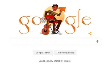 PENGHARGAAN BUAT SEORANG SENIMAN: Google memaparkan 'doodle' atau coretan wajah seniman P. Ramlee sempena kelahirannya hari ini 88 tahun lalu. Sepanjang perjalanan seninya, P. Ramlee merupakan seorang pelakon, pengarah, penulis dan komposer prolifik yang telah menyumbang lebih dari 60 karya filem dan menggubah sekitar 250 lagu. - Foto BERITA HARIAN