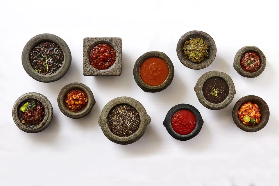 Masakan Nusantara menawarkan pelbagai jenis sambal, misalnya sambal belacan, sambal hijau, sambal belado, sambal terasi dan lain-lain lagi. 
