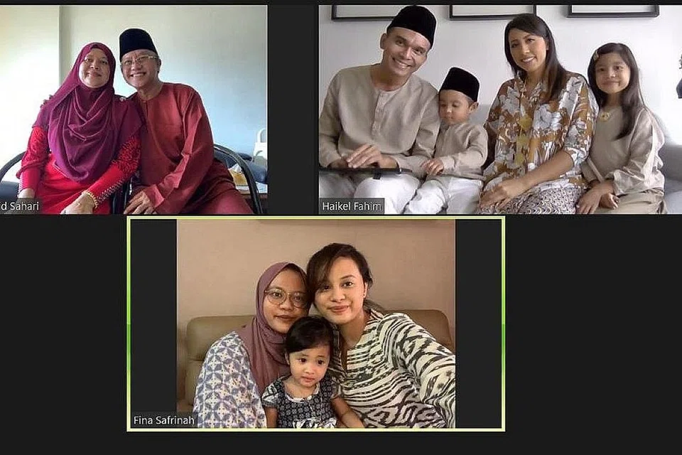 LAMA TERPISAH: Keluarga Encik Rashid menyambut Aidilfitri tahun ini menerusi panggilan video, memandangkan beliau suami isteri berada di Jakarta dan tidak pulang disebabkan sekatan perjalanan pandemik Covid-19. - Foto-foto ihsan HAIKEL FAHIM